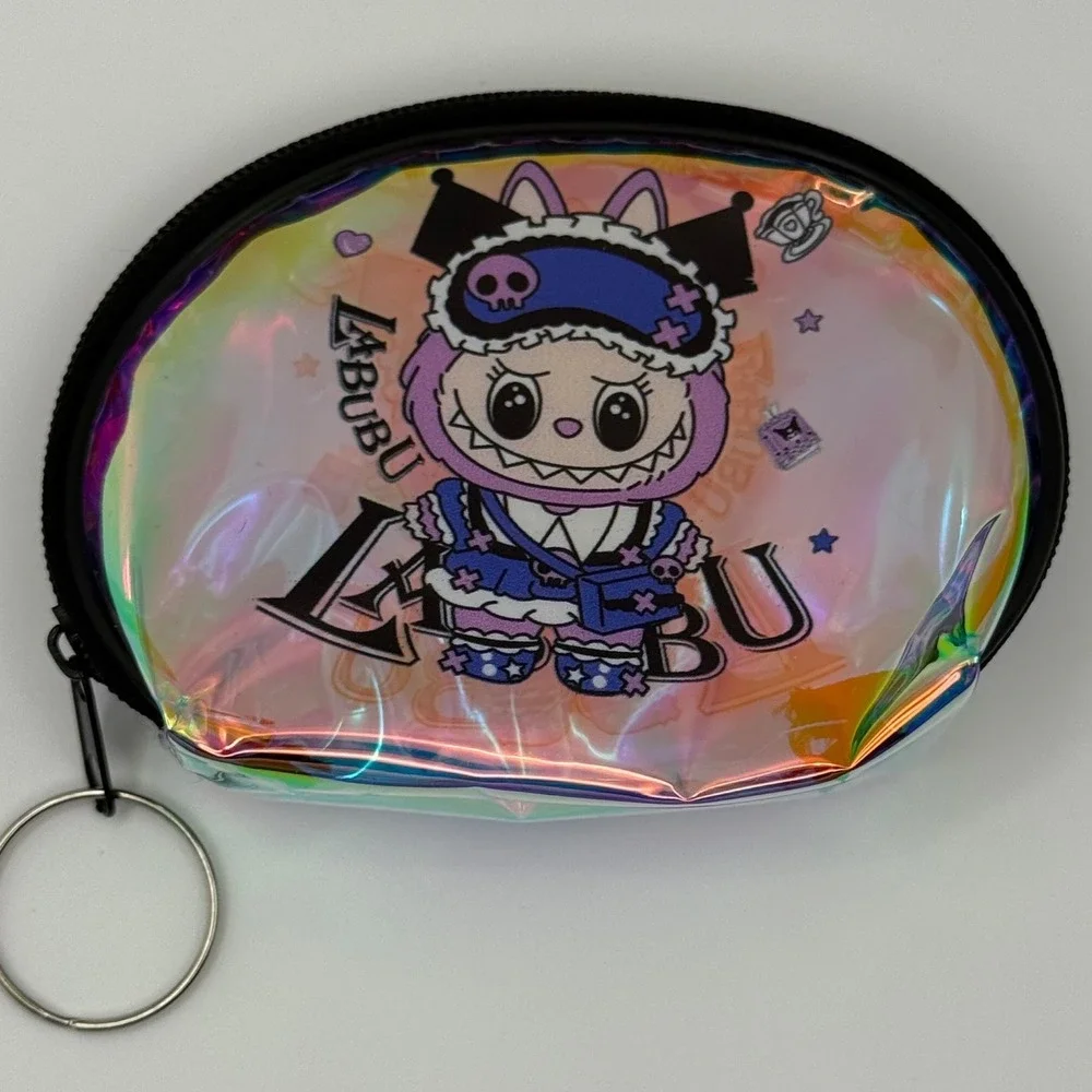 Iridescent Clear Coin‎ Purse Pouch with Zipper and Keychain Kids